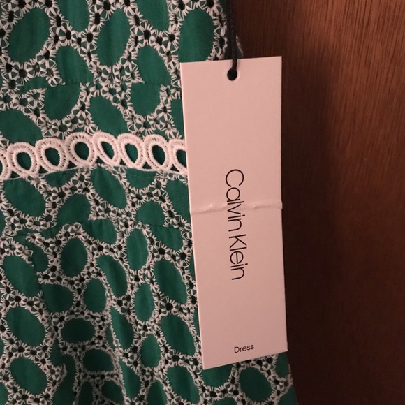 Women’s 14 CALVIN KLEIN Aria Cotton Eyelet St Patrick’s Swing Dance Dress NWT - Picture 5 of 16